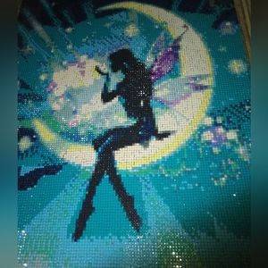 Fairy sitting on the moon paint with diamonds picture